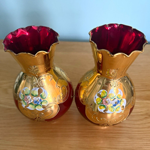 Italian pair red - &, floral