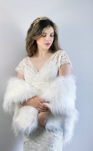 Ivory faux fur bridal - faux,