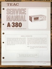 Teac / Tascam A-380 Cassette  Service Manual *Original*