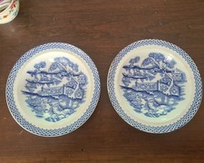 Antique Pair English Blue White Bowls Thomas Till Victorian Lovely!