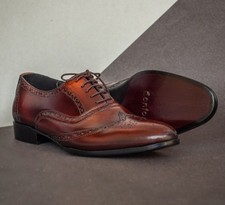 Handmade Mens brown wingtip
