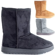 LADIES SNUGG ANKLE SHOES WARM WINTER FAUX FUR LINED HUG BOOTS WOMENS SIZE 3-8