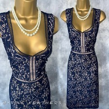 New ROMAN Dress Size 16 UK Navy Nude Lace Mother of the Bride Evening Cocktail