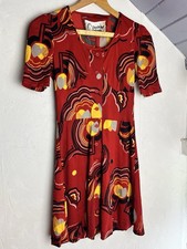 Vintage 60s Mod Mini Dress by Looking Glass Red Floral Fit & Flare UK 8