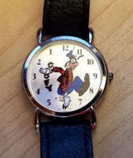 Pedre Disney Goofy Reverse Backwards Watch Silver Color