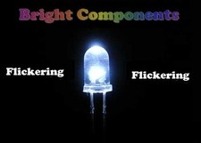 5 x White Flickering LED 3mm -