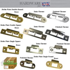 Door Strike Plate - Chrome / Brass - Long & Short for Tubular Mortice Latch Lock