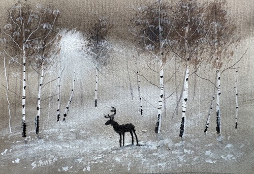 Aceo original stag in - stag,