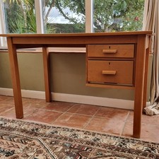 Vintage Abbess Teachers School Writing Desk in Oak - Mid C with Drawers