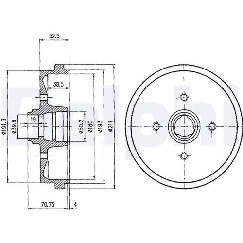 Delphi bf96 brake drum - brake, rear