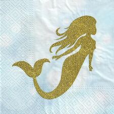 4 x Single Paper Napkins Decoupage Craft and Table Mermaid 50