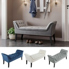 Velvet Fabric Chaise Longue Chair Bed End Sofa Bedside Bench Bedroom Window Seat
