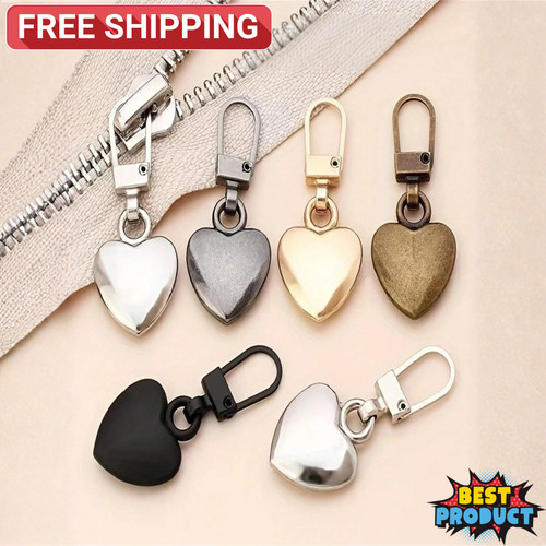 10pc zipper pull slider - 10pc, heart