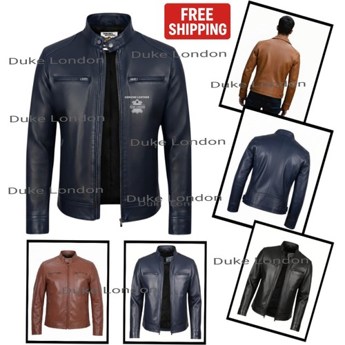 Mens leather jacket cafe racer - jacket,