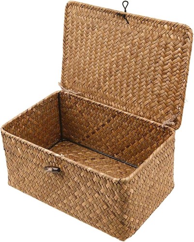 Wicker storage basket woven - wicker,