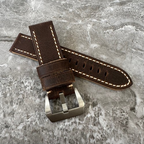 Thick dark brown leather watch - thick,