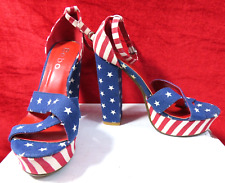 Bebo peep toe high heels sandals Red White Blue Stars Stripes 4th July USA  UK 5