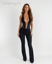 Womens Black Halter Neck Deep