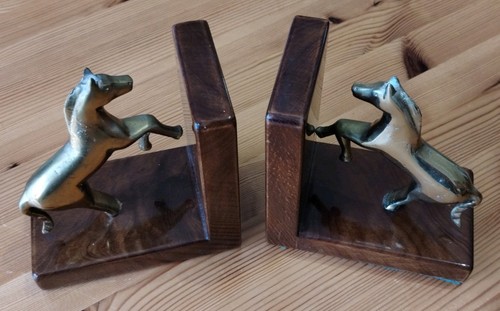 Brass horse bookends solid - horse,