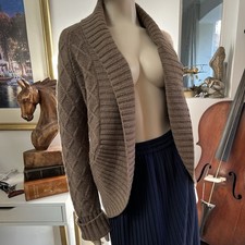 Johnstons Lamora Open Cardigan Lambswool Angora Taupe Brown