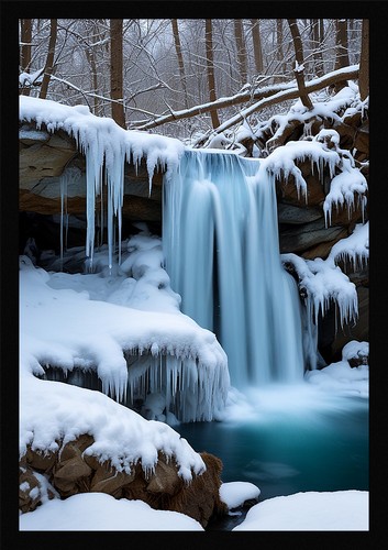 Waterfall beautiful framed - waterfall,