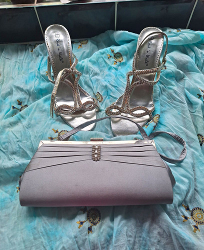 Barratts silver satin clutch - barratts,