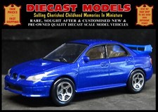 RACE BLUE POST BUGEYE SUBARU IMPREZA WRX 2nd GEN; DIECAST 1:68 SCALE MODEL CAR