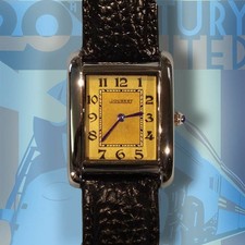 Vintage Tank Watch Men's 1920's Deco style beautiful repro. Quartz Real Leather