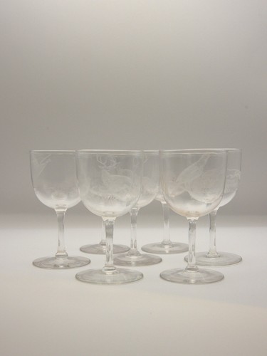 Seven victorian etched signed - etched,