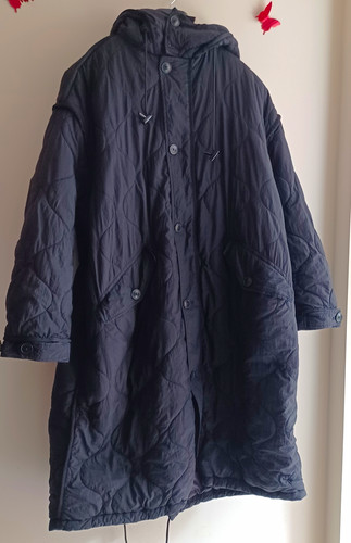 Zara black quilted hooded long - quilted,