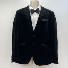 Marks and Spencer Blazer Jacket Men's Size 40R Black Velvet Dinner Tailored Fit