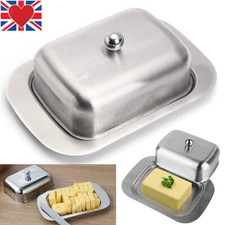 Stainless Steel Butter Dish with Lid Storage Holder Kitchen Serving Tray Gadget