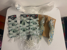 Christmas Decorations Bows & Birds 13 piece