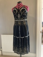 Gatsby 1920 Vintage Charleston Sequin Beaded Dress fit size 10-12uk