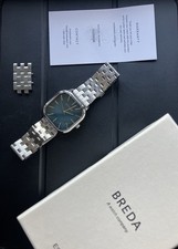 Breda Visser 1737 Square Wrist Watch with Stainless Steel Bracelet, 35MM