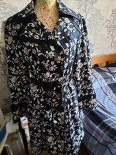 Ladies Summer Raincoat Mac type Light weight coat Black with White and Yellow