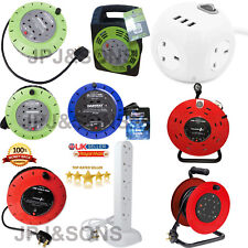 4 Gang Way 13 AMP Electric Extension Cable Reel Mains Plug & Socket Lead UK