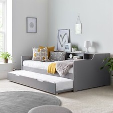 Tokyo Guest Bed Grey Day Bed With Trundle 3ft Single Bedroom Mattress Bookshelf