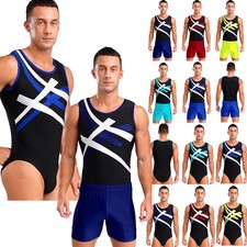 Men's One Piece Leotard Gym Fitness Training Biketard Tank Bodysuit Sportwear