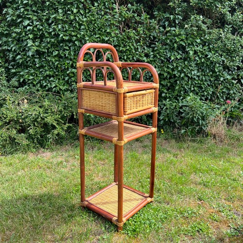 Vintage rattan bamboo side - ,