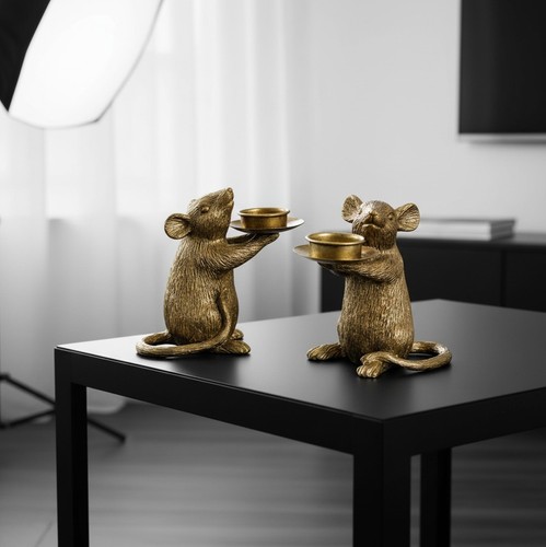 Gold coloured resin mouse - resin,