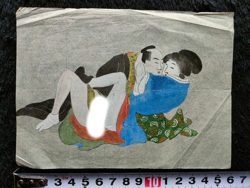 Japanese hand painted shunga - hand-painted,
