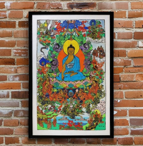 Vintage buddhist hand painting - buddhist,