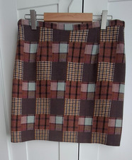 Avoca Anthology Tweed Wool Patchwork Skirt Fully Lined Size 4 / UK 14