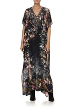 CAMILLA From The Archives Long Kaftan OS Slim Fit With Split V Neck Silk Floral