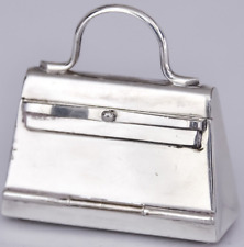Vintage Hermes Paris Sterling Silver 925 Kelly Birkin Bag Pill Ring Box Pendant