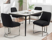 4 Black Velvet Dining Chairs