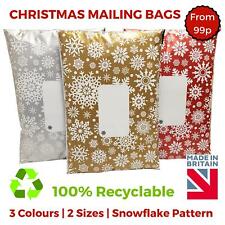 Printed Christmas Xmas Snowflake Mail Mailing Bags Poly Postal Strong Self Seal 