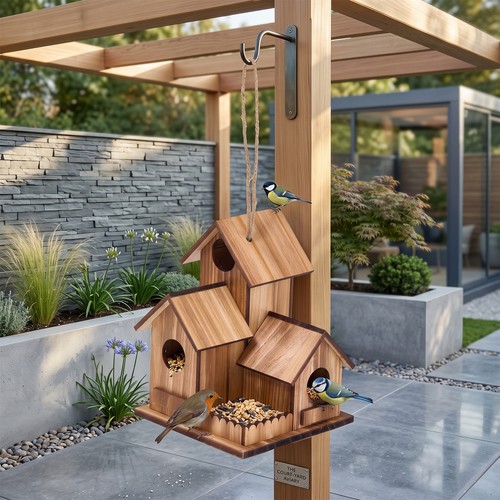 Hanging wooden bird - bird, house