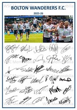 9931. 2025-26 Bolton Wanderers Signed Team Photo Sheet (PRINTED AUTOGRAPH - A4)